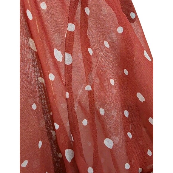 ModCloth Top Womans Medium Orange Specked Sheer  Short Sleeve Blouse Read - Picture 4 of 6